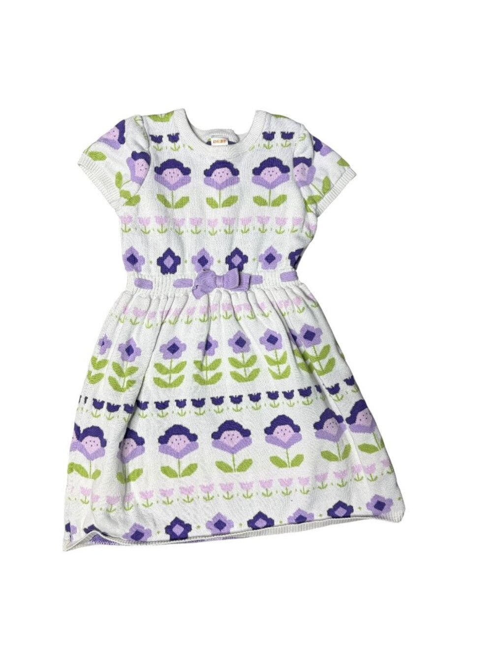 Gymboree Sweater Dress Size 8 Purple Floral Short Sleeve